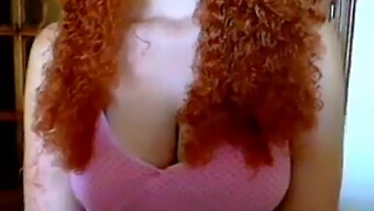 Curly-Haired Vlogger With Big Breasts On Webcam