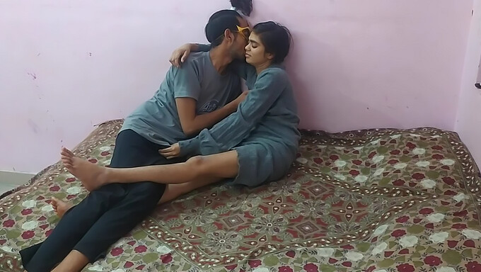 Young Indian college girl gives a deepthroat blowjob and has intense orgasm