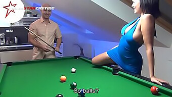 Amatör Esmer, Doğal Cunnilingus Ile Bilardo Masasında Vahşi Oluyor